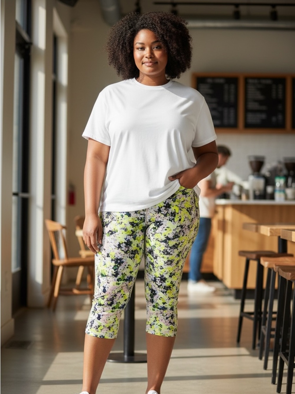 # 89 NWT  OLD NAVY plus size  Neon Splash Floral Capri Leggings  size4X